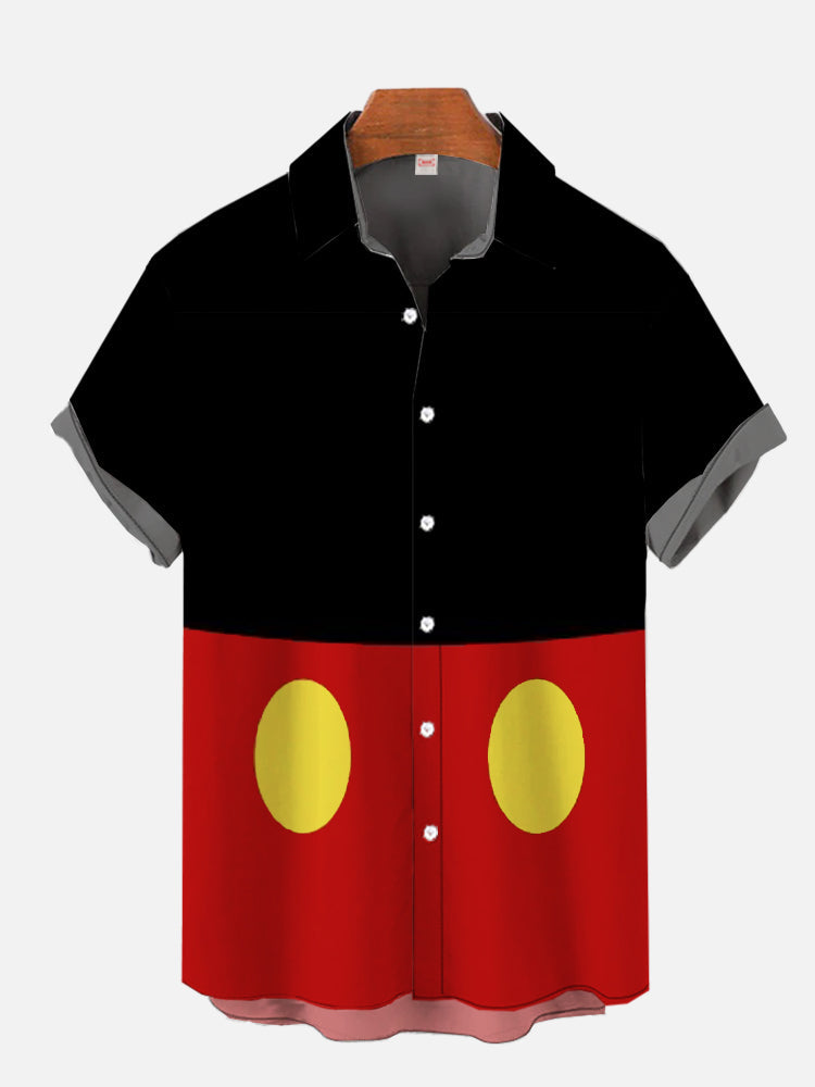 Vintage Red And Black Stitching Cartoon-  Hawaiian Shirt