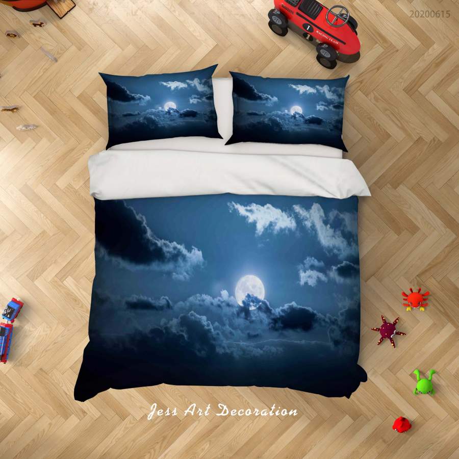 3D Blue Sky Night Moon Quilt Cover Set Bedding Set Duvet Cover Pillowcases SF69