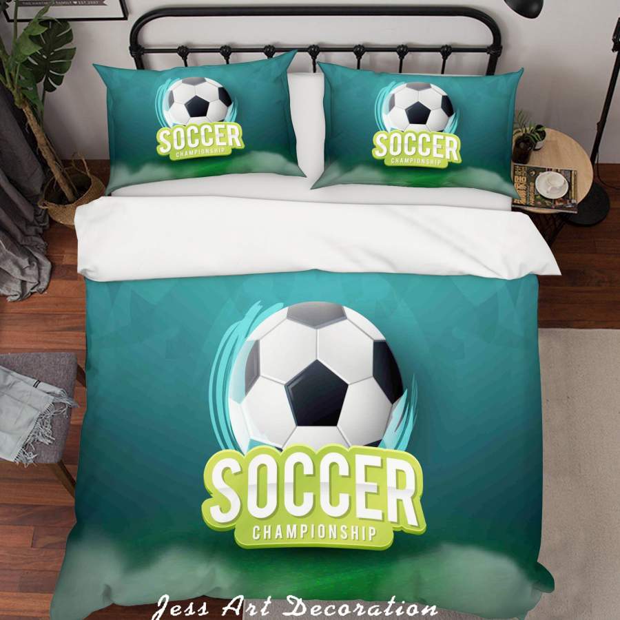 3D Football Soccer Quilt Cover Set Bedding Set Pillowcases 38