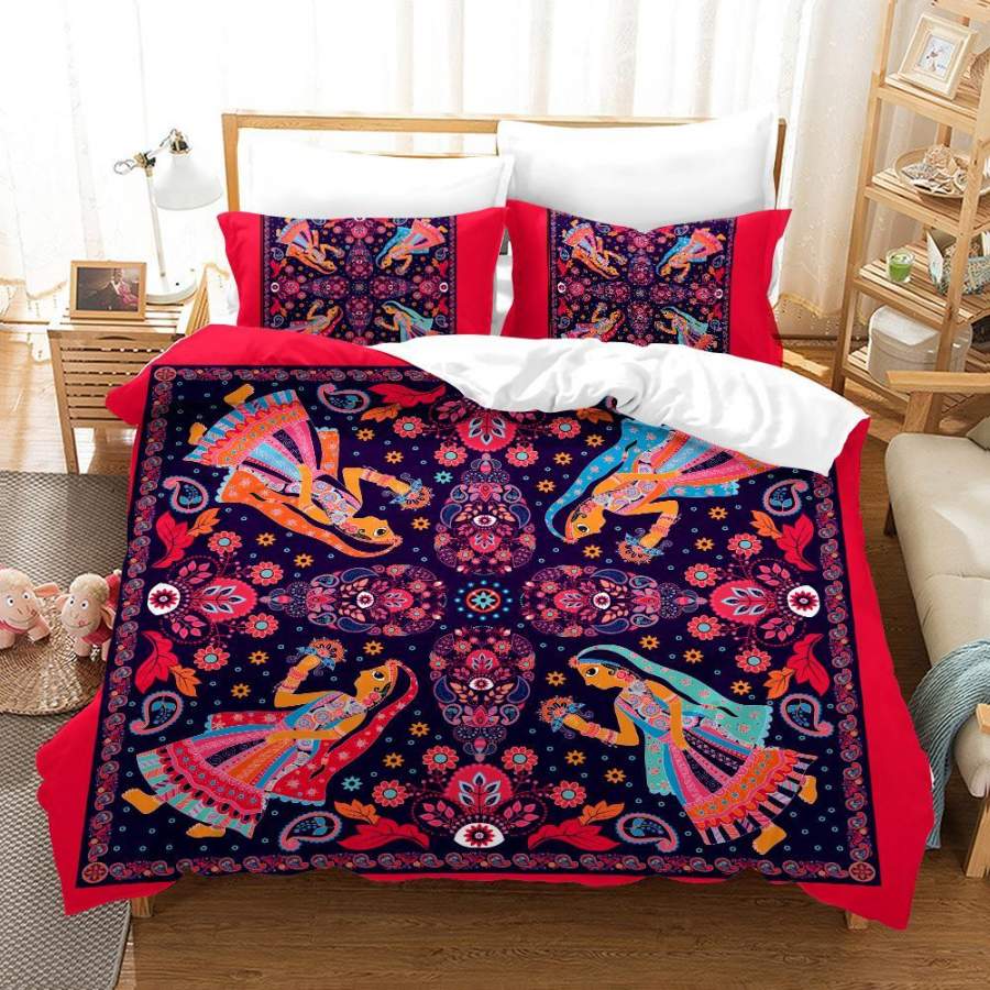 3D Red Beauty Women Floral Quilt Cover Set Bedding Set Duvet Cover Pillowcases SF04