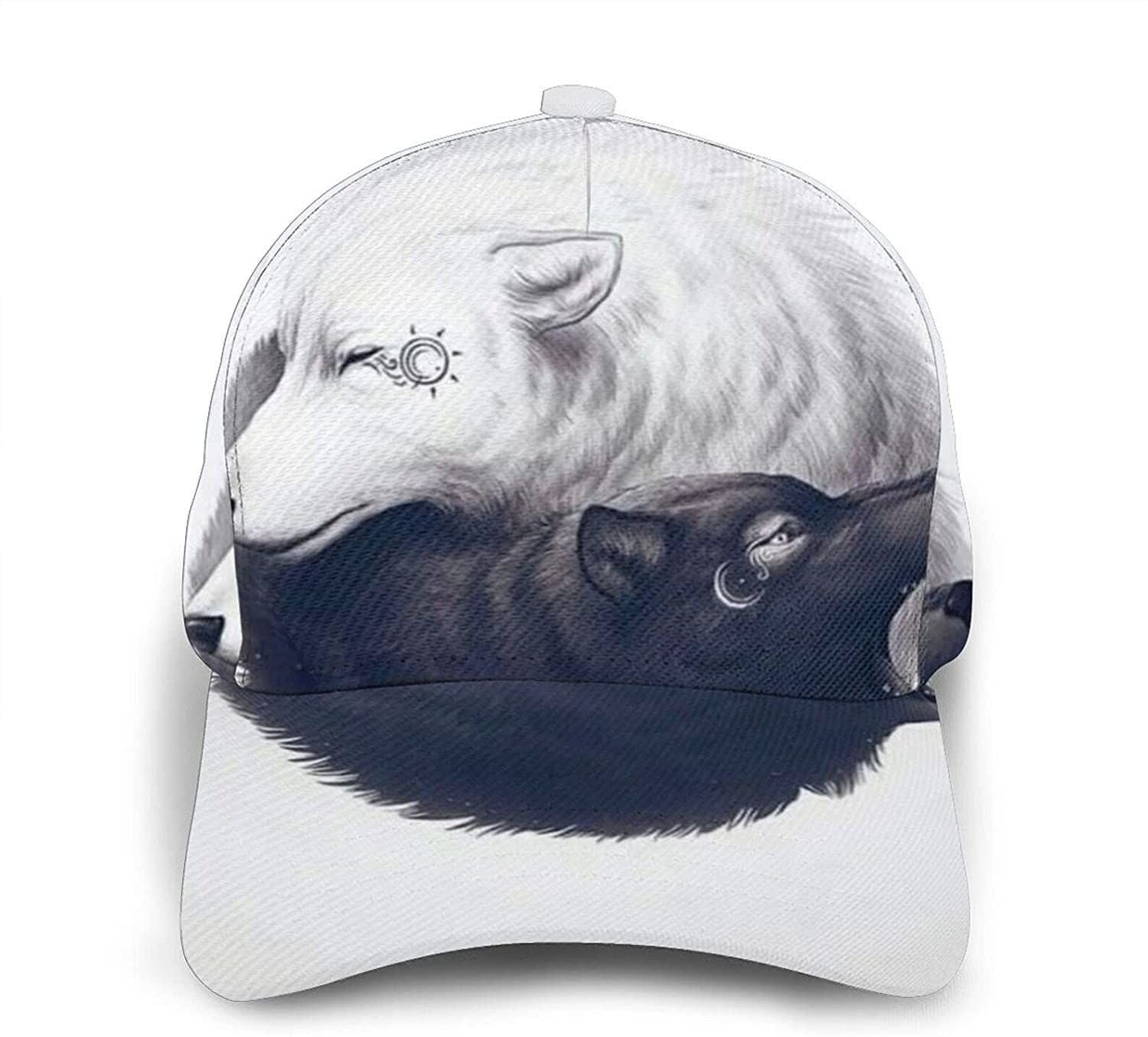 Yin Yang Wolf Print Casual Baseball 3D Cap Adjustable Twill Sports Dad Hats For Unisex Classic Cap Pn207022