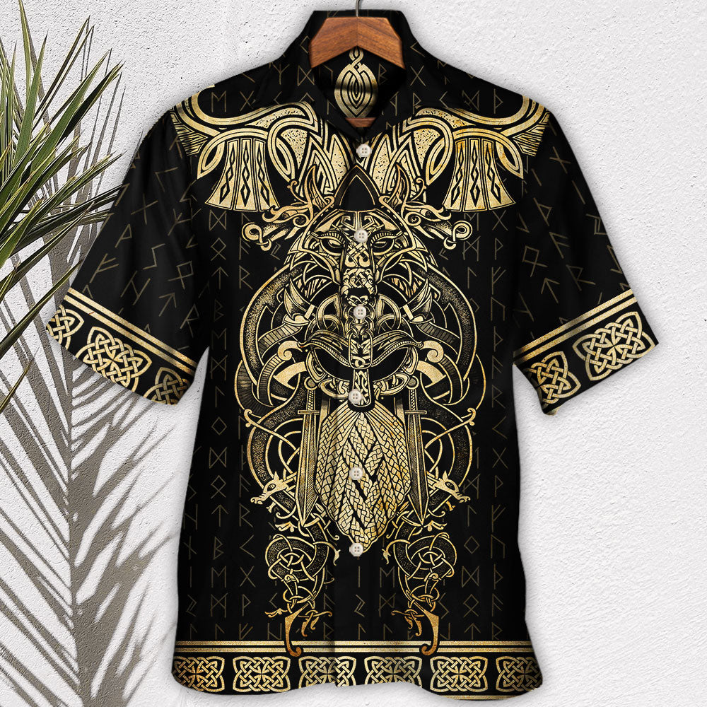 Viking Warrior The Raven Yellow Of Odin Hawaiian Shirt