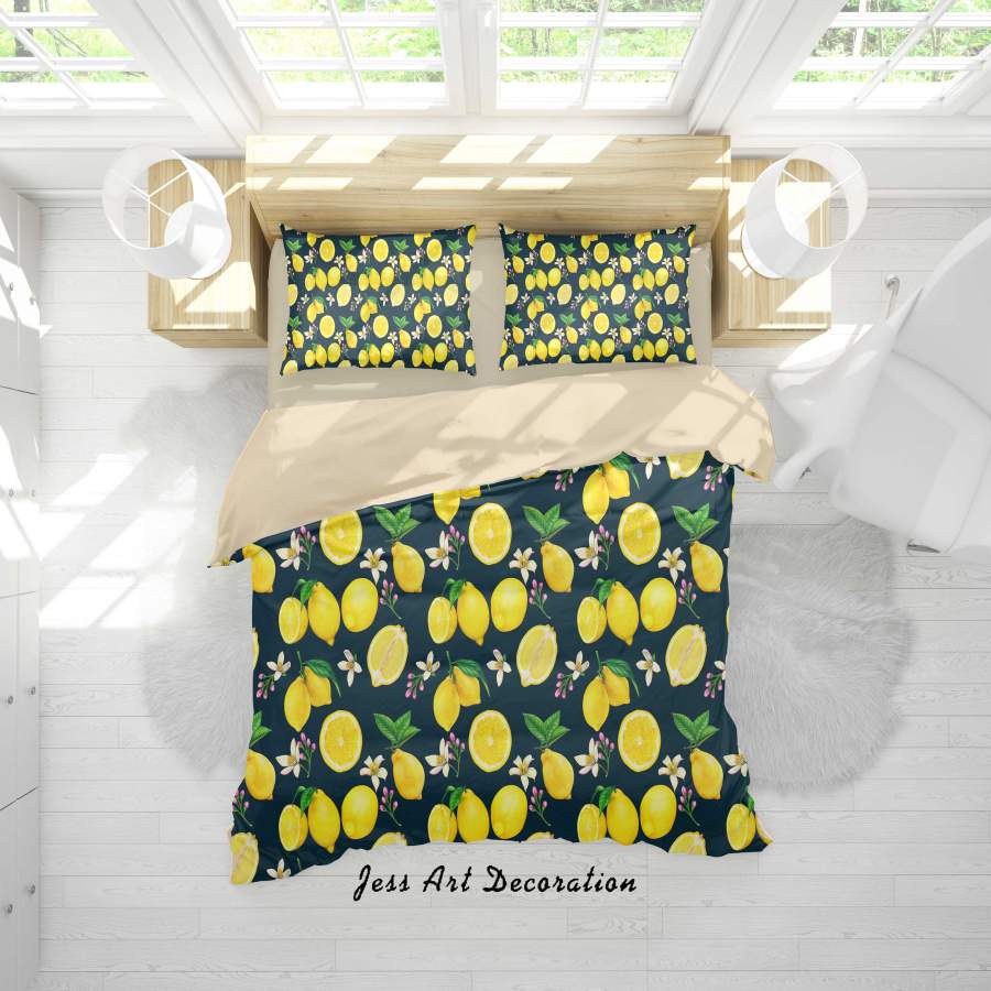 3D Yellow Lemon Quilt Cover Set Bedding Set Duvet Cover Pillowcases A350 LQH