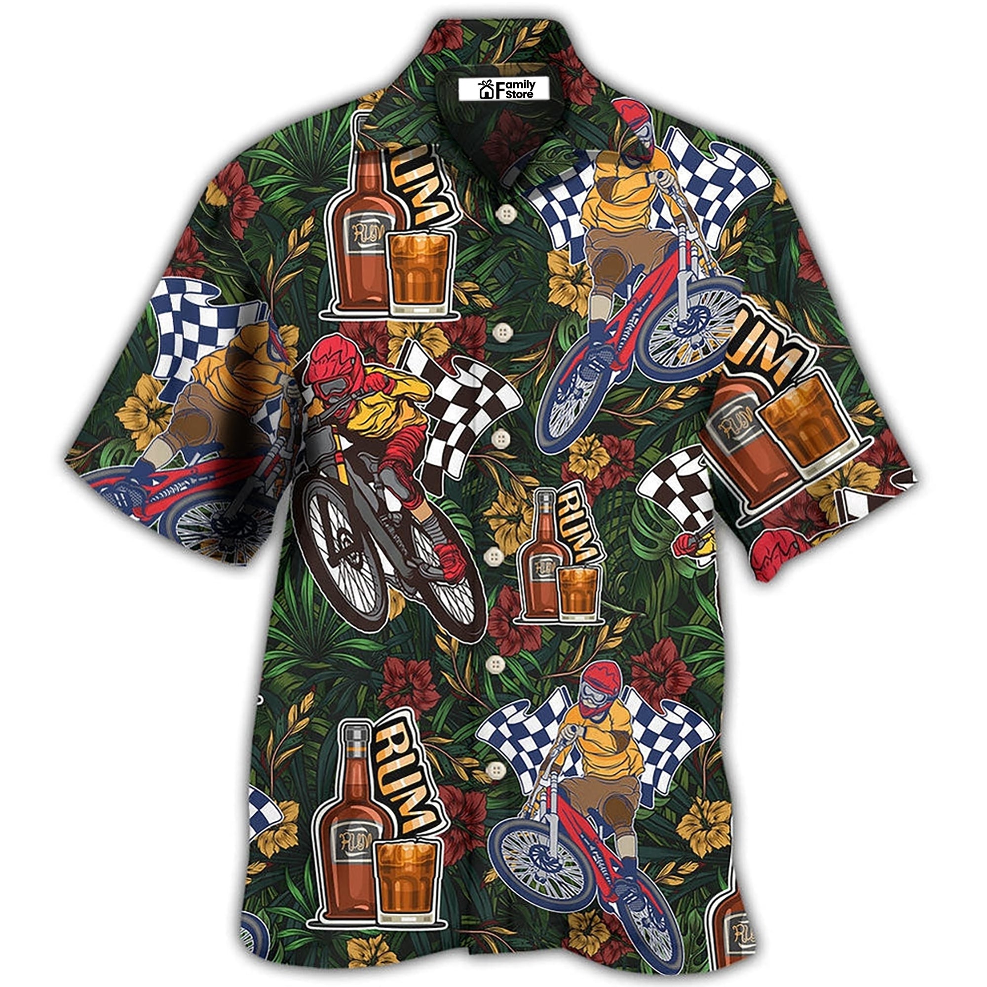 Wine I Like Rum And Mountain Biking – Hawaiian Shirt