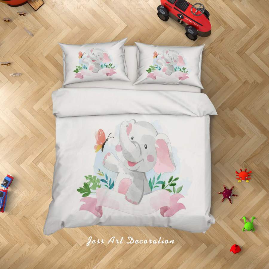 3D White Elephant Quilt Cover Set Bedding Set Duvet Cover Pillowcases SF28