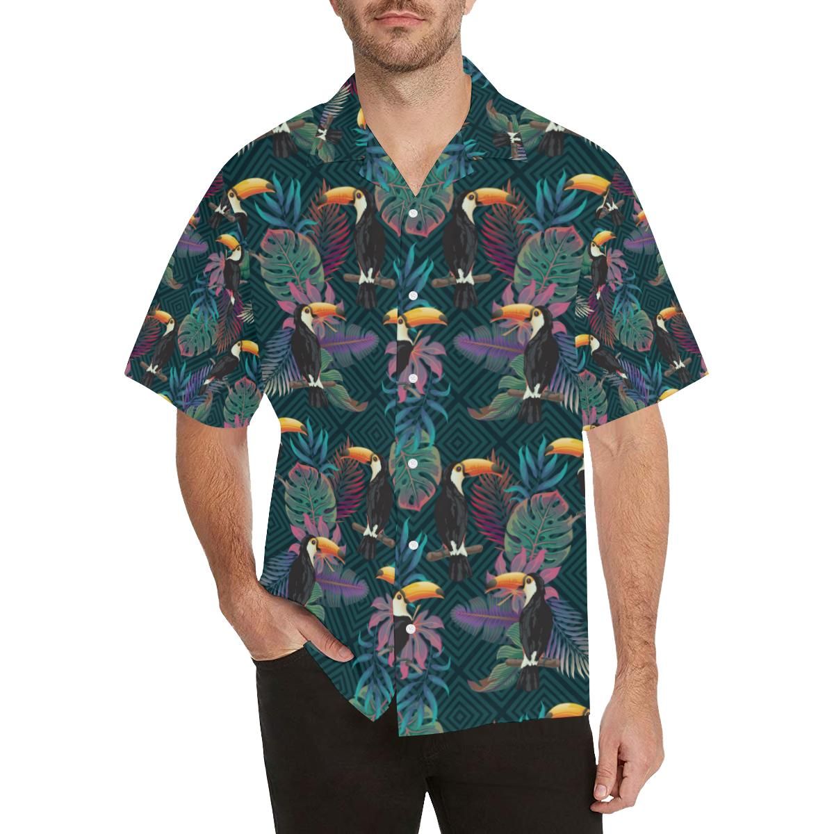 Toucan Pattern Men’s All Over Print Hawaiian Shirt