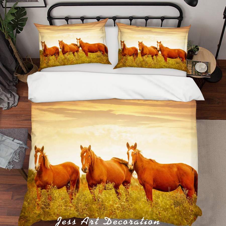 3D Claret Horse Quilt Cover Set Bedding Set Pillowcases SF27