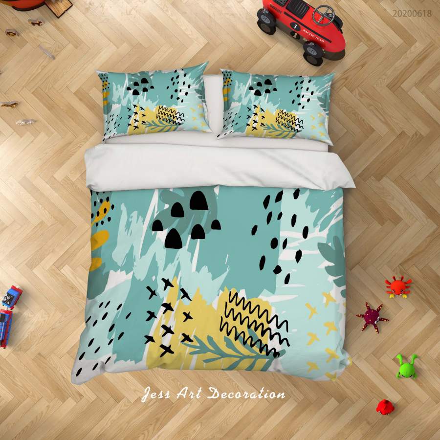 3D Green Yellow Pattern Birds Quilt Cover Set Bedding Set Duvet Cover Pillowcases SF05