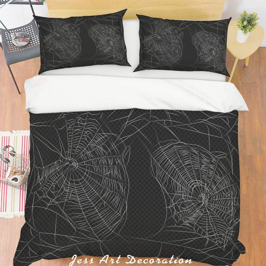 3D Black Spider Web Quilt Cover Set Bedding Set Pillowcases 232