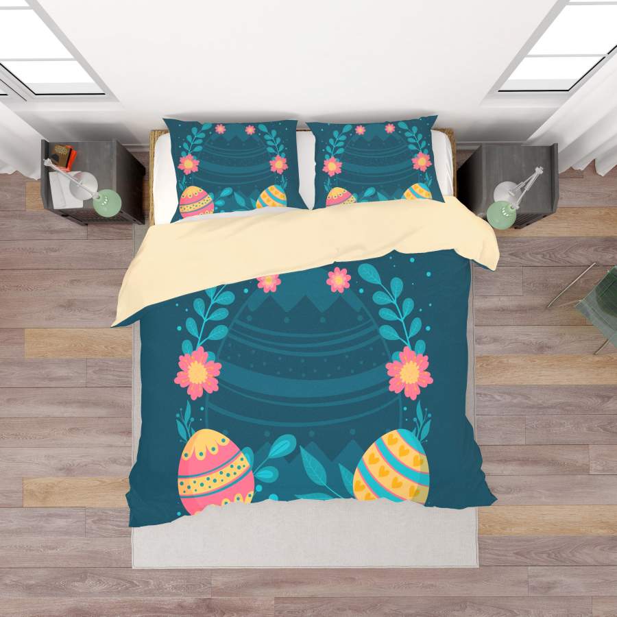 3D Blue Eggs Floral Quilt Cover Set Bedding Set Duvet Cover Pillowcases SF22