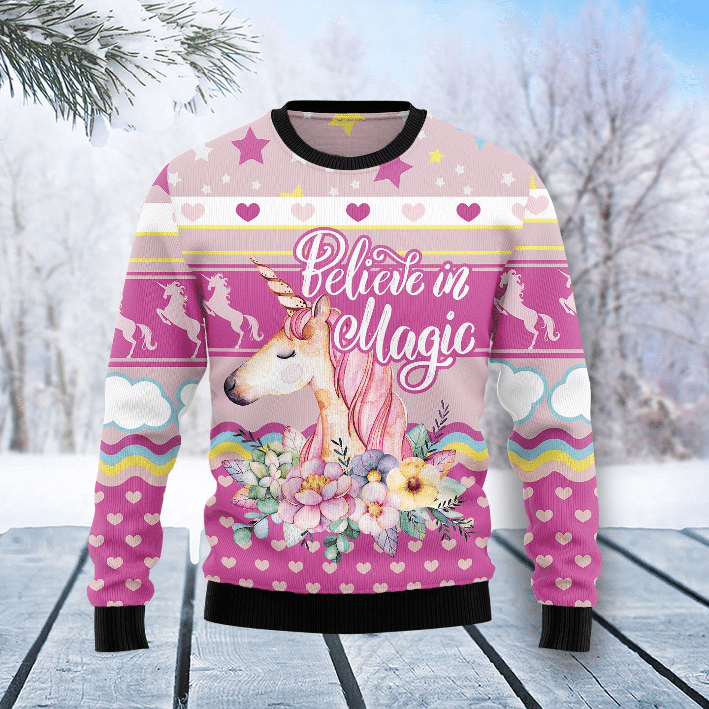 Unicorn Believe In Magic For Lovely Girl – Ugly Christmas Sweater