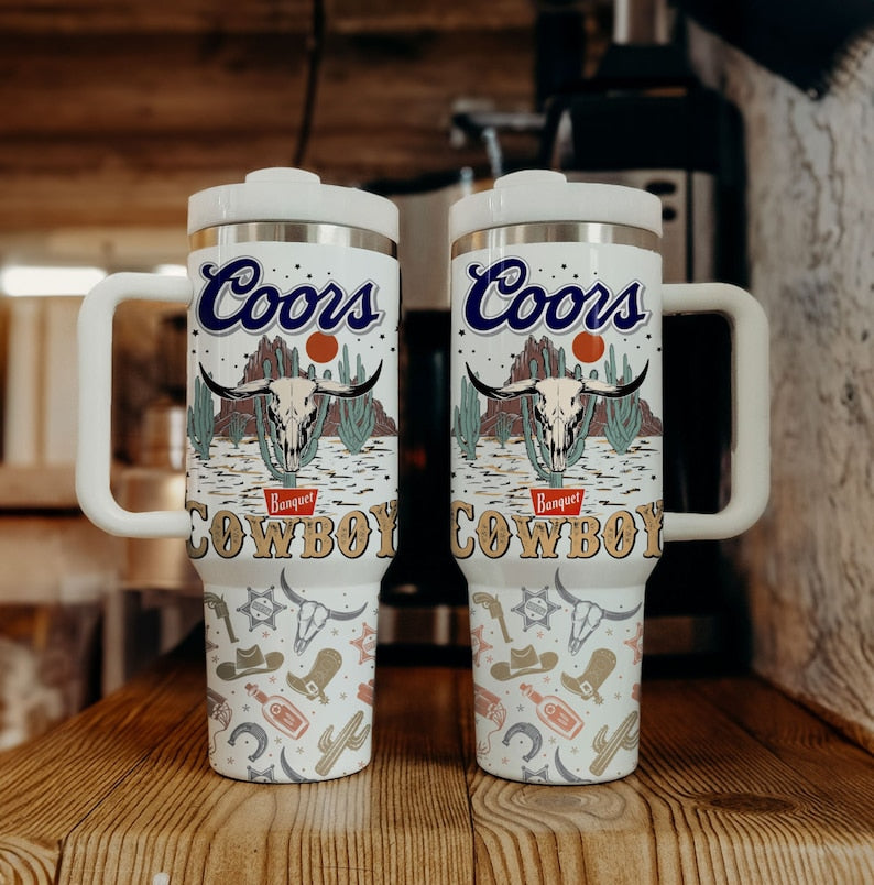 Western Coors Cowboy – 40Oz Tumbler Cup With Straw