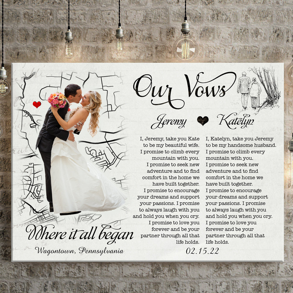 Wife Husband Couple Our Vows Anniversary Personalized Canvas