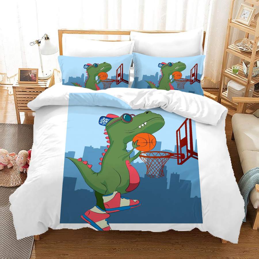 3D Cartoon Crocodile Basketball Quilt Cover Set Bedding Set Duvet Cover Pillowcases A643 LQH