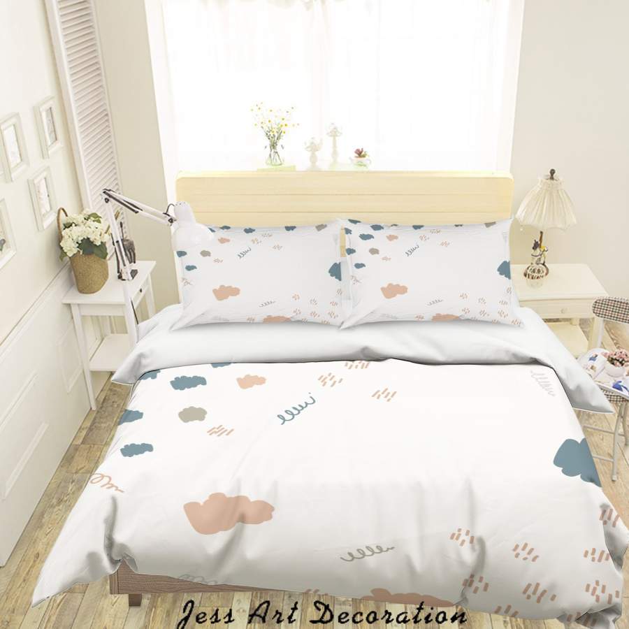 3D White Geometric Pattern Quilt Cover Set Bedding Set Duvet Cover Pillowcases A016 LQH