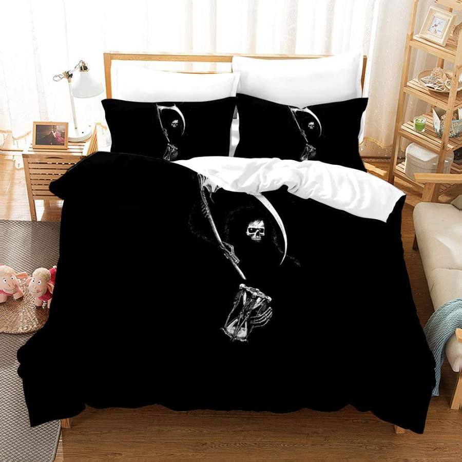 3D Skull Black Quilt Cover Set Bedding Set Duvet Cover Pillowcases A183 LQH