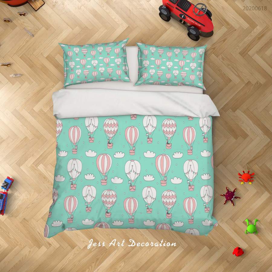 3D Green Hot Air Balloon Quilt Cover Set Bedding Set Duvet Cover Pillowcases SF12