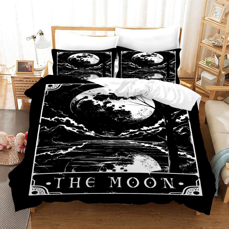 3D Black White Tarot Moon Quilt Cover Set Bedding Set Duvet Cover Pillowcases SF54