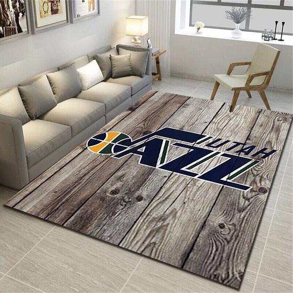 Utah Jazz Area Rug, Basketball Team Living Room Carpet, Man Cave Floor Mat