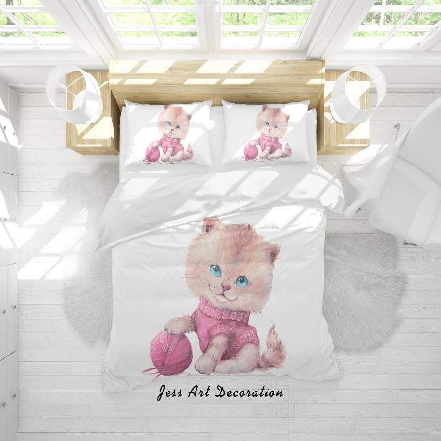 3D Cat Kitty Quilt Cover Set Bedding Set Duvet Cover Pillowcases SF124