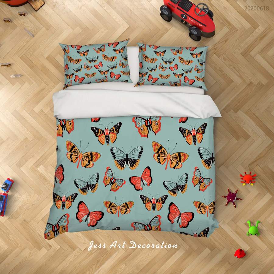 3D Green Butterfly Quilt Cover Set Bedding Set Duvet Cover Pillowcases SF18