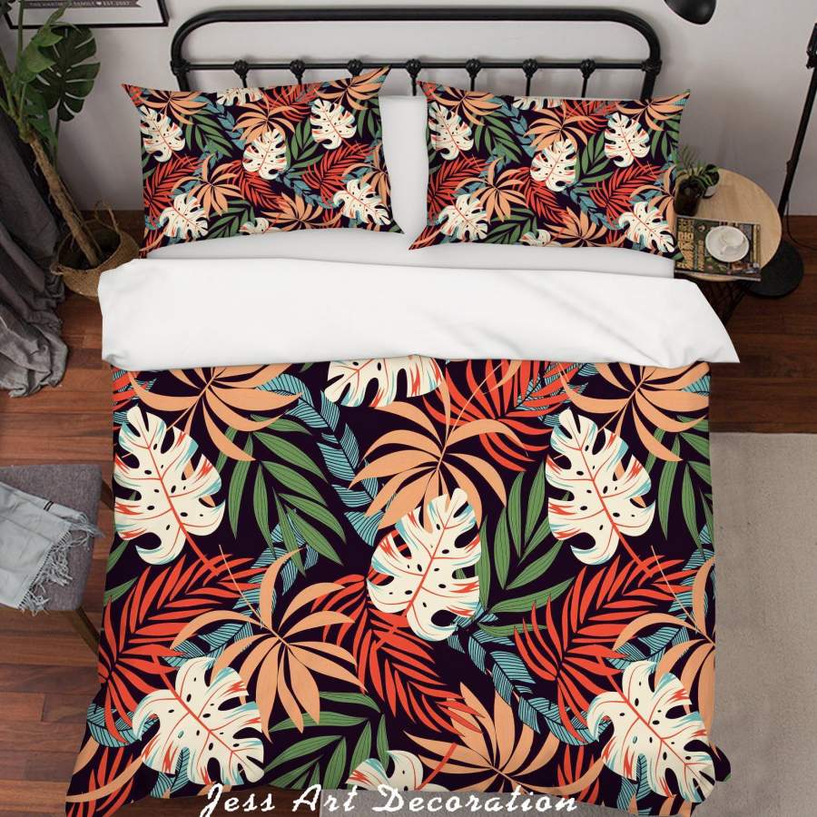 3D Tropical Leaves Quilt Cover Set Bedding Set Pillowcases SF58