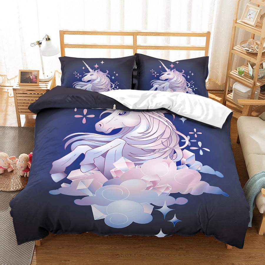 3D Cartoon  Fantasy  Unicorn  Quilt Cover Set Bedding Set Pillowcases