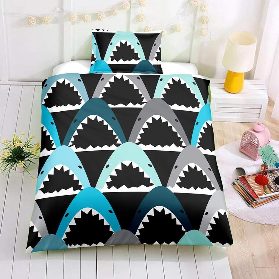 3D Cartoon Shark Quilt Cover Set Bedding Set Pillowcases 55