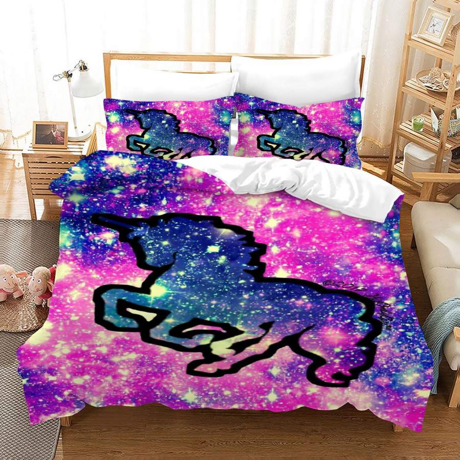 3D Dreamlike Light Unicorn Quilt Cover Set Bedding Set Duvet Cover Pillowcases JN 1050