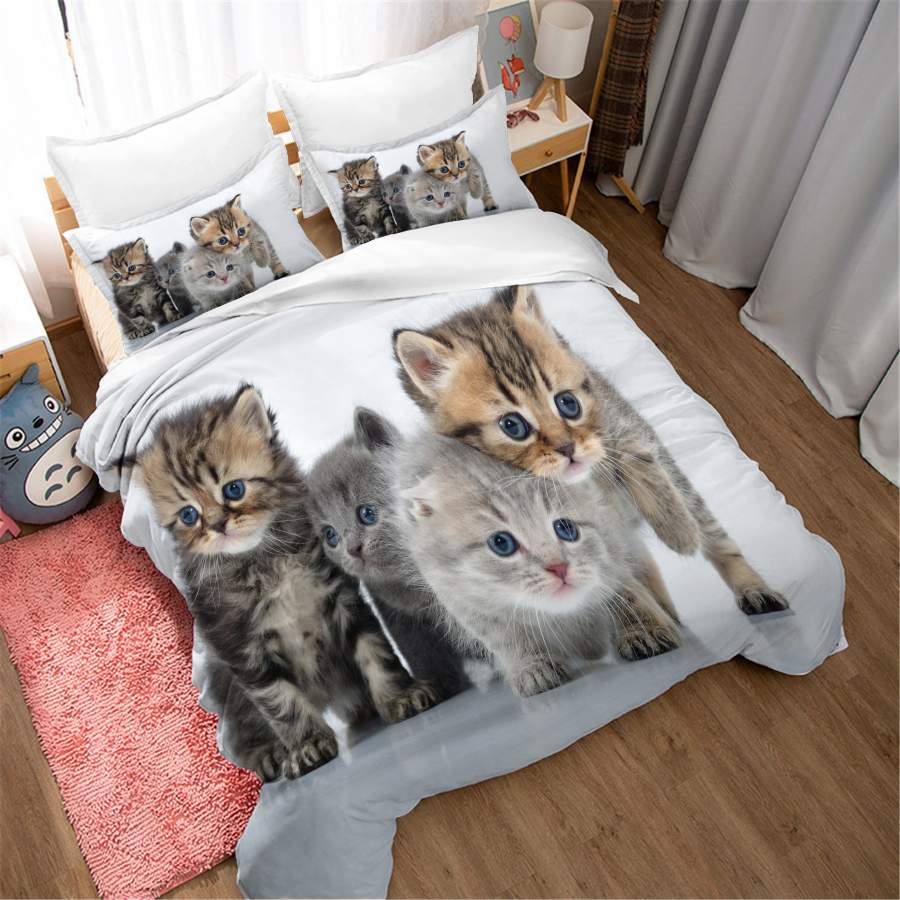 3D Pet Cat Lovely Quilt Cover Set Bedding Set Pillowcases 74