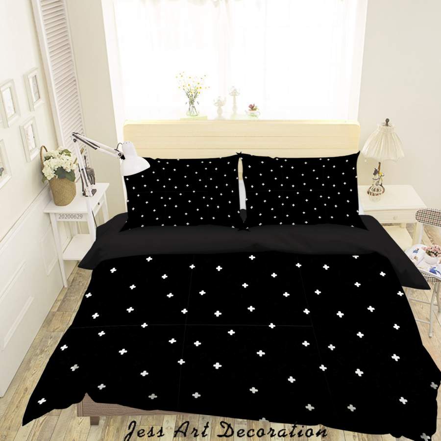 3D Black Plus Quilt Cover Set Bedding Set Duvet Cover Pillowcases SF78