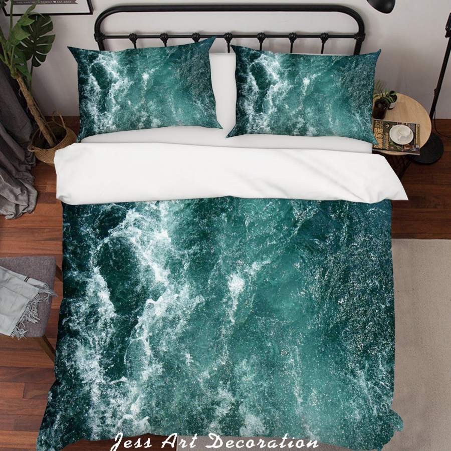 3D Green Sea Wave Quilt Cover Set Bedding Set Duvet Cover Pillowcases SF72