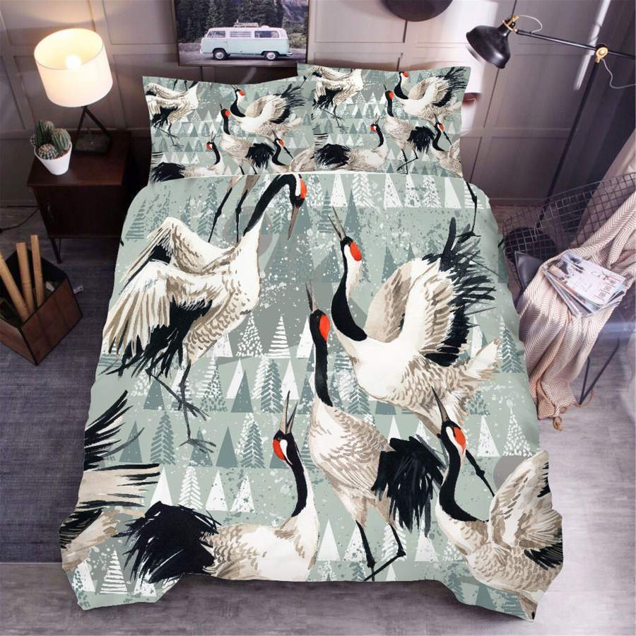 3D Crane Trees Quilt Cover Set Bedding Set Duvet Cover Pillowcases SF12