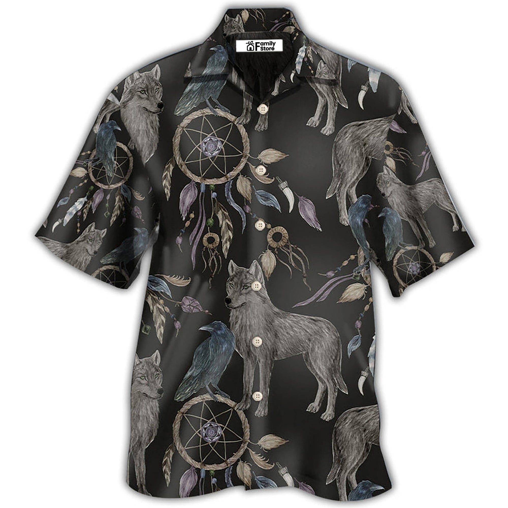 Wolf Dreamcatcher Dark Style – Hawaiian Shirt