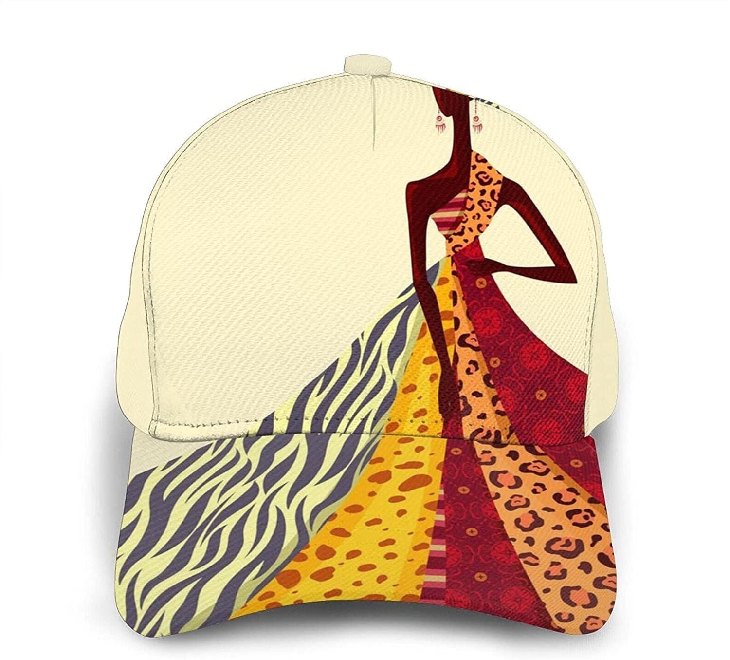 Traditional African Girl Painting Classic Baseball 3D Cap Adjustable Twill Sports Dad Hats For Unisex