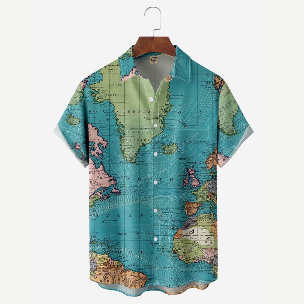 World Map Vintage Style – Hawaiian Shirt