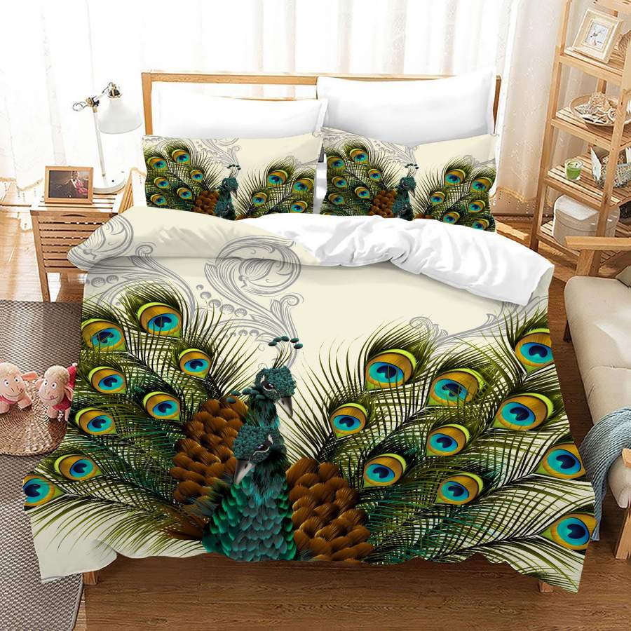 3D Peacock Animal Quilt Cover Set Bedding Set Duvet Cover Pillowcases JN 1136