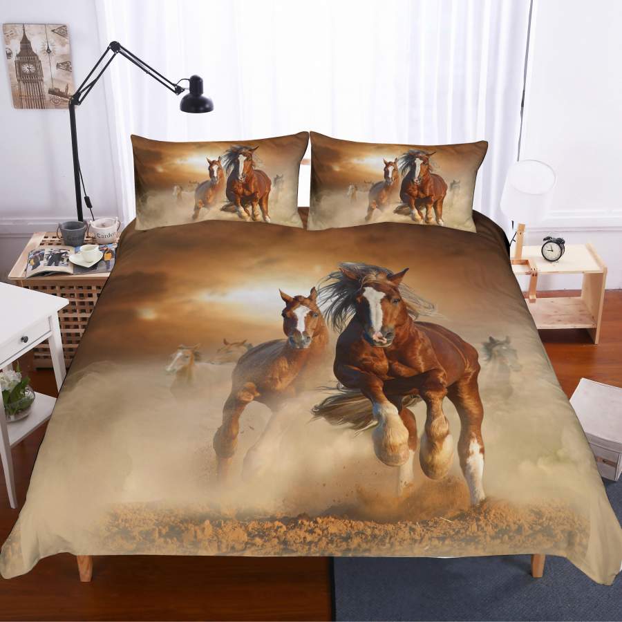 3D Galloping Horse Quilt Cover Set Bedding Set Pillowcases 227