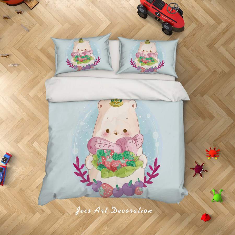 3D Blue Cartoon Bear Quilt Cover Set Bedding Set Duvet Cover Pillowcases SF05