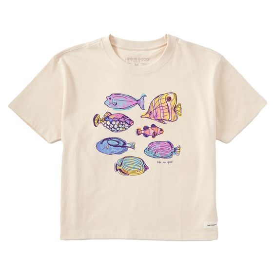 Watercolor Tropical Fish Boxy Crusher Tshirt