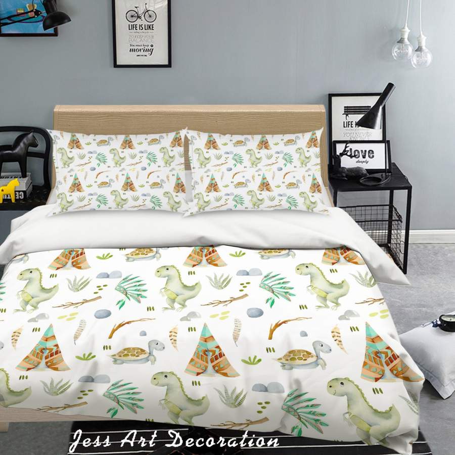 3D Watercolor Dinosaur Quilt Cover Set Bedding Set Pillowcases 61