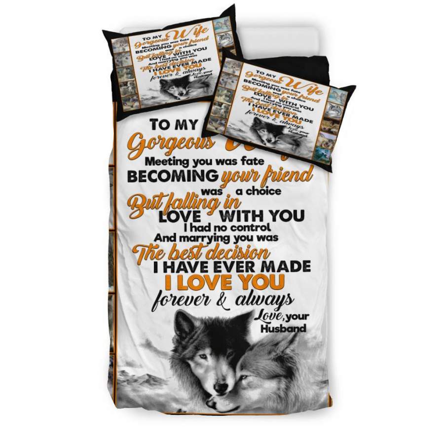 To My Husband Wolf New Quilt Bedding – Duvet Cover And Pillowcase Set