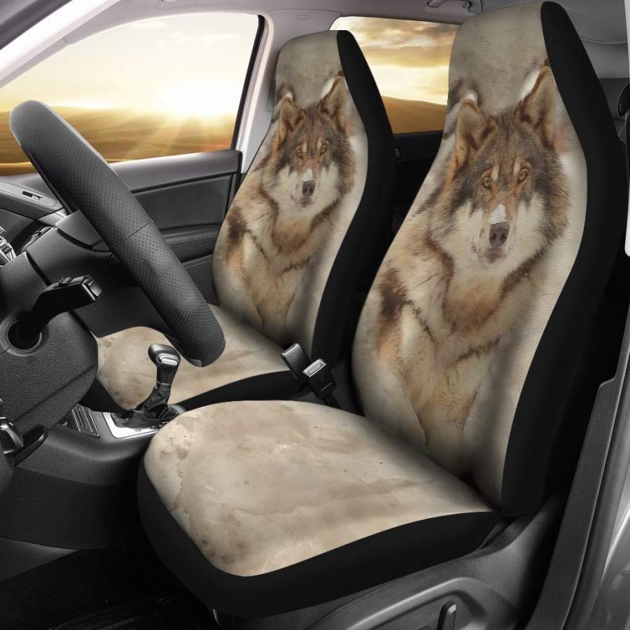 Wolf Sad Face Wild Car Seat Covers