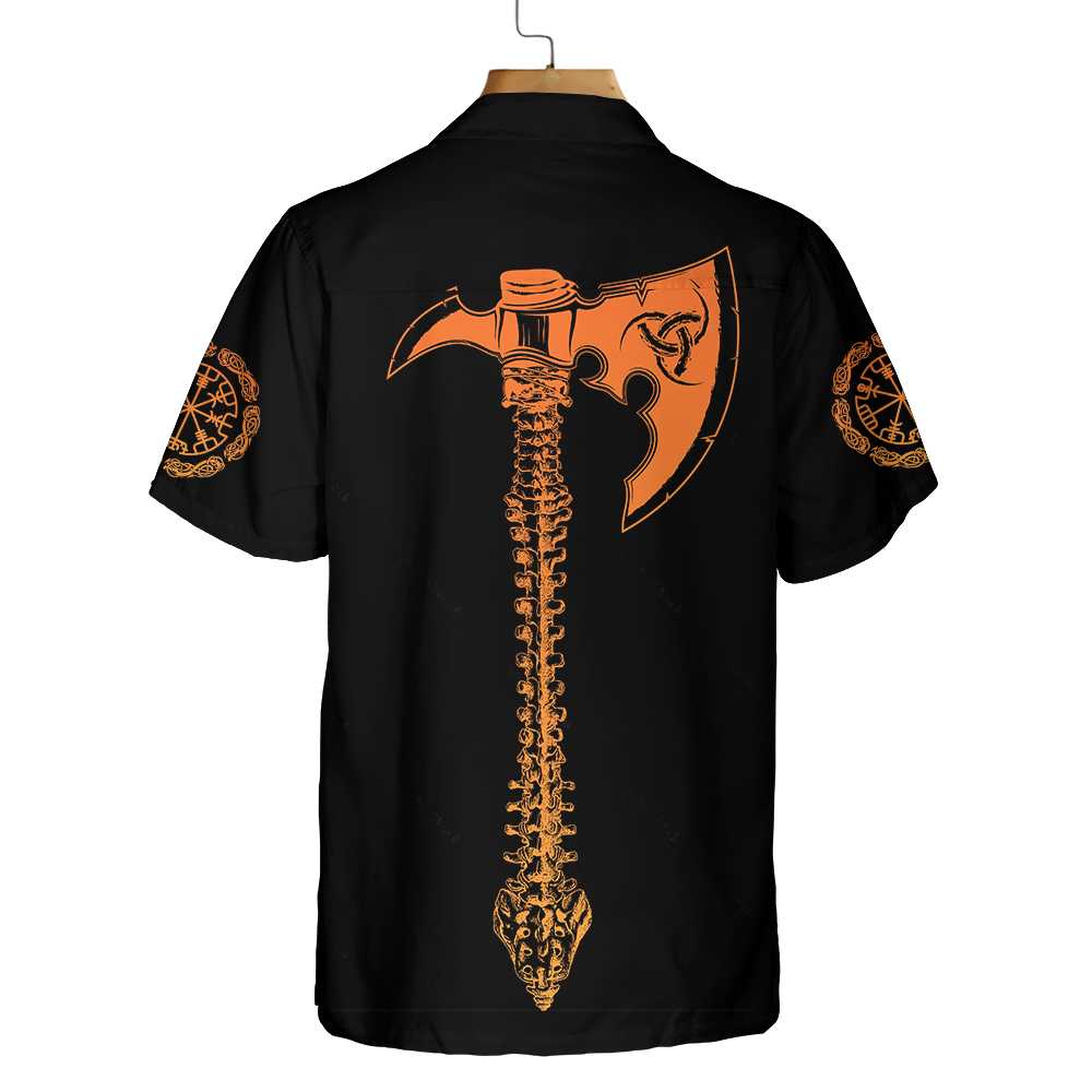 Viking Skull With Backbone Axe Hawaiian Shirt