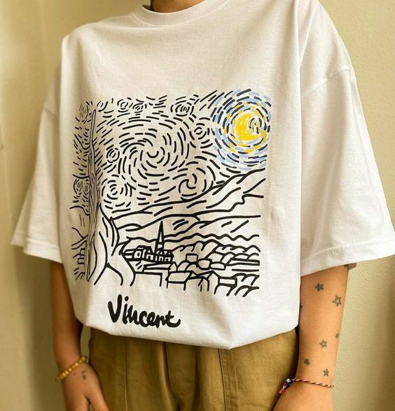 Van Gogh Starry Night Handmade Tshirt