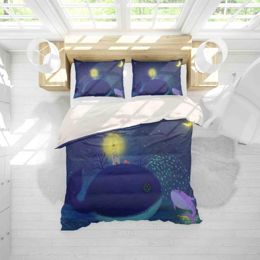 3D Blue Whale Shark Quilt Cover Set Bedding Set Pillowcases 110