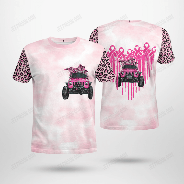 Women Shirt Pink Jeep Heart Pink Ribbon Shirt, Breast Cancer Awareness Shirt, Flower Pink Ribbon Shirt