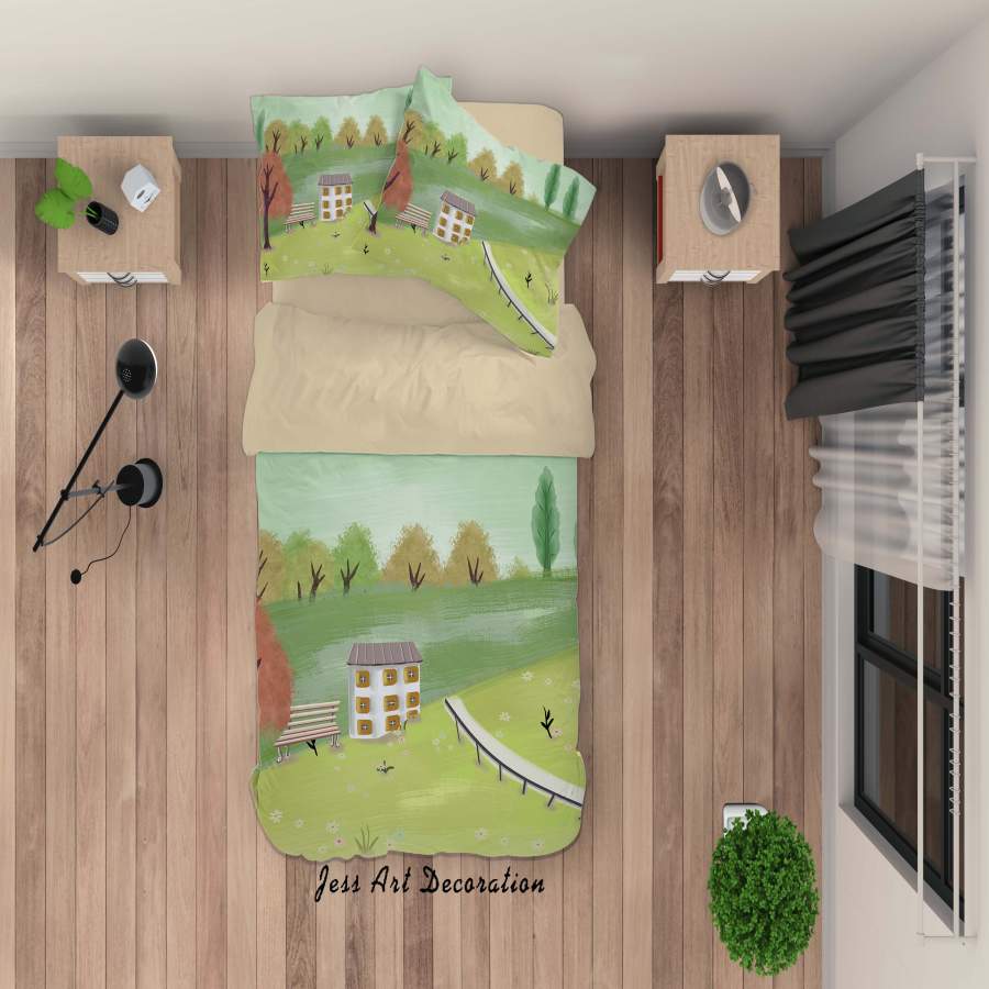 3D Tree House Grass Painting Quilt Cover Set Bedding Set Duvet Cover Pillowcases A392 LQH