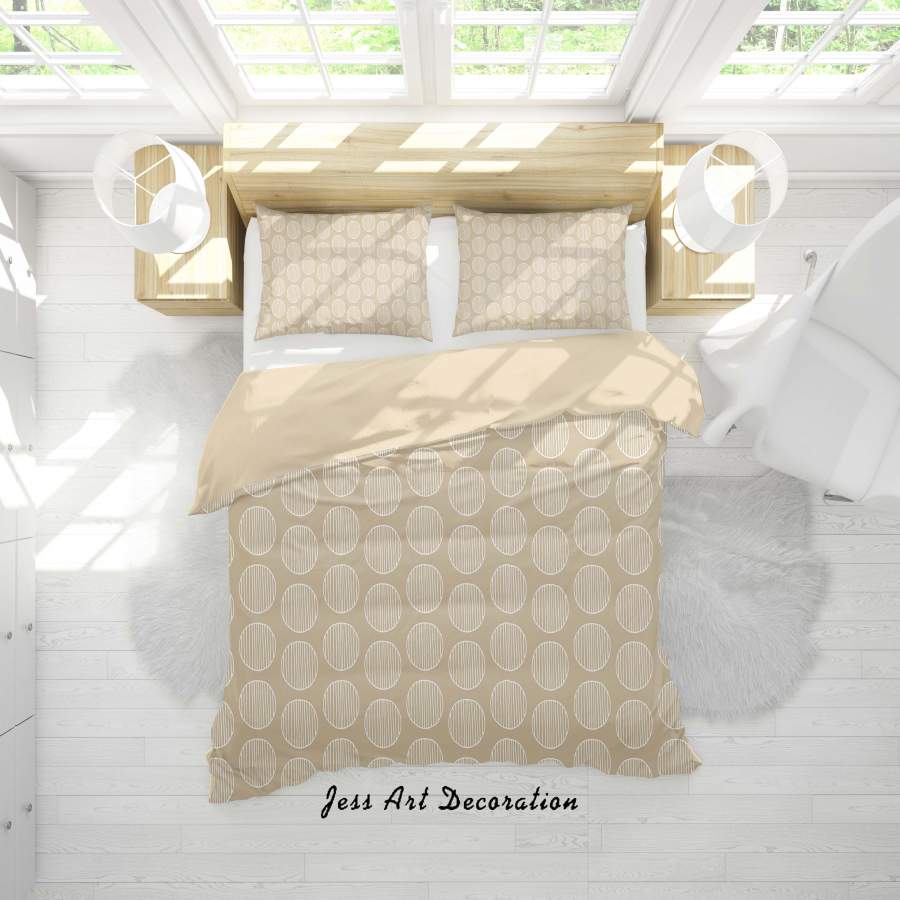 3D Khaki Dot Pattern Circle Stripes Quilt Cover Set Bedding Set Duvet Cover Pillowcases SF25