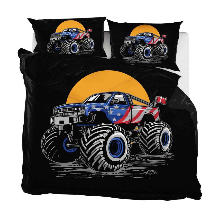 3D Monster Truck Quilt Cover Set Bedding Set Pillowcases LQH A005